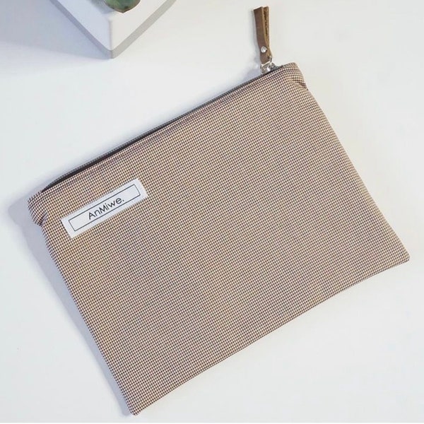 essentials-pouch / Stricktasche / knitting project bag / cosmetic bag / Geldtasche / Kuverttasche / flache Tasche mit Reißverschluss