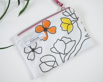 essentials-pouch midi / Stricktasche / knitting project bag / cosmetic bag / Geldtasche / Kuverttasche / flache Tasche mit Reißverschluss