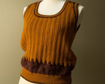 Vintage Burnt Orange and Brown Sweater Vest