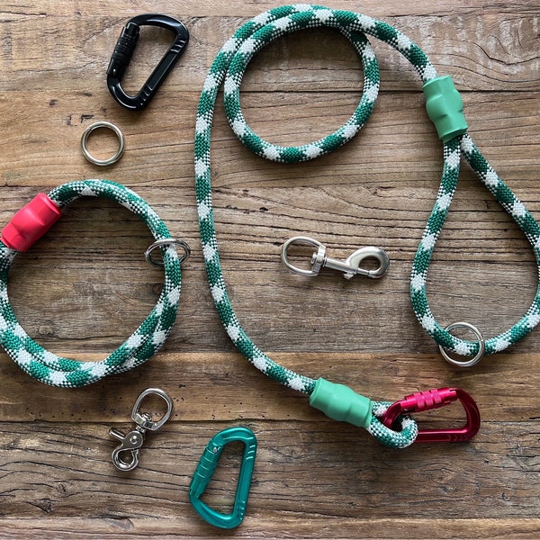 Christmas / Holiday Pattern - Recycled, Handmade Real Professional Climbing Rope Leashes & Collars