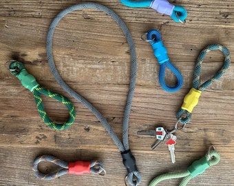 Climbing Rope Keychains / Lanyards - Real Brand Name Climbing Ropes - Black/Gray, Blues, Greens (75+ ropes to choose from!)