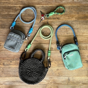 Climbing Rope Bag Straps - Crossbody, Purse, Clutch, Shoulder Brand Name Ropes (BLUE / GREEN Ropes)