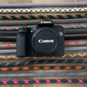 Climbing Rope Camera Straps, Neck or Wrist, Recycled Brand Name Ropes (BLACK / GRAY ropes!)