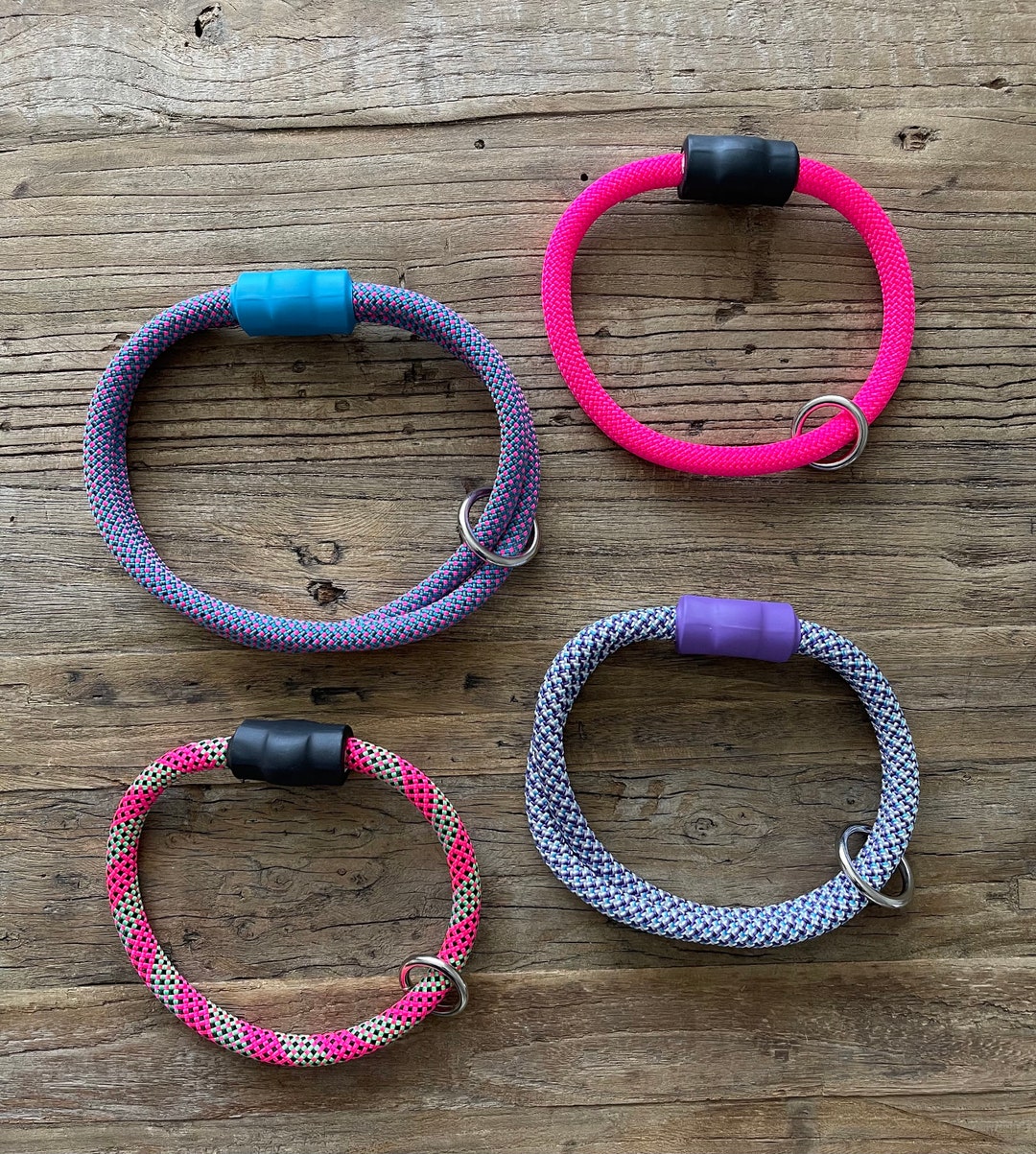 PINK/PURPLE Climbing Rope Dog Collars, 30 Pink/purple Ropes Options, Handmade After Ordered
