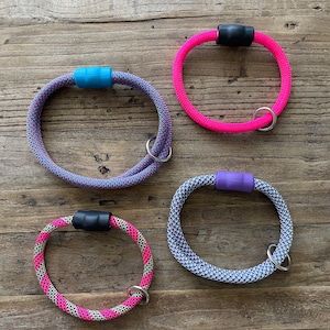 PINK/PURPLE Climbing Rope Dog Collars, 30+ Pink/Purple Ropes Options, Handmade after Ordered, Brand Name Climbing Ropes