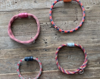 RED/ORANGE/YELLOW Climbing Rope Dog Collars, ~30 Red/Orange Ropes Options, Handmade after Ordered, Brand Name Climbing Ropes
