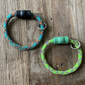 Climbing Rope Dog Collar, Handmade, Real Climbing Ropes - BLUE/GREEN Patterns