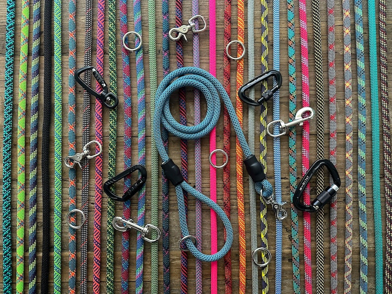 Design Your Perfect Leash 150 Climbing Rope Leashes, Handmade Dog Leashes and Collars, Recycled, Upcycled Brand Name Ropes image 1