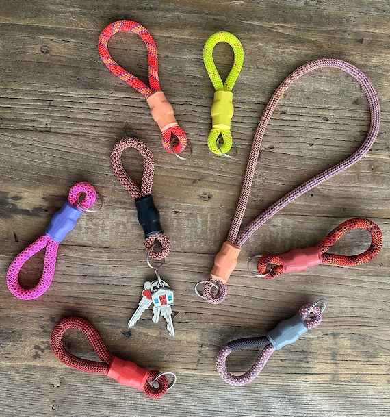 Climbing Rope Keychains and Lanyards Handmade, Brand Name Climbing Ropes  Pink/purples, Red/orange & Yellows 50 Ropes to Choose From 