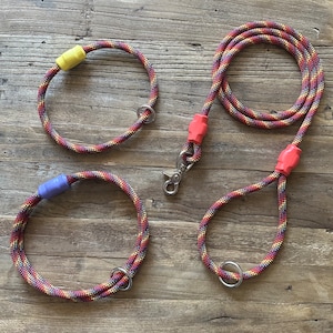 LIMITED Pattern, Rainbow - Recycled, Handmade Real Professional Climbing Rope Leashes & Collars