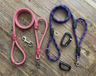 50+ Climbing Ropes - Training Leash, Dual Handle Leash, Lead with Control / Traffic Handle - Pinks/Purples, Reds/Orange/Yellows