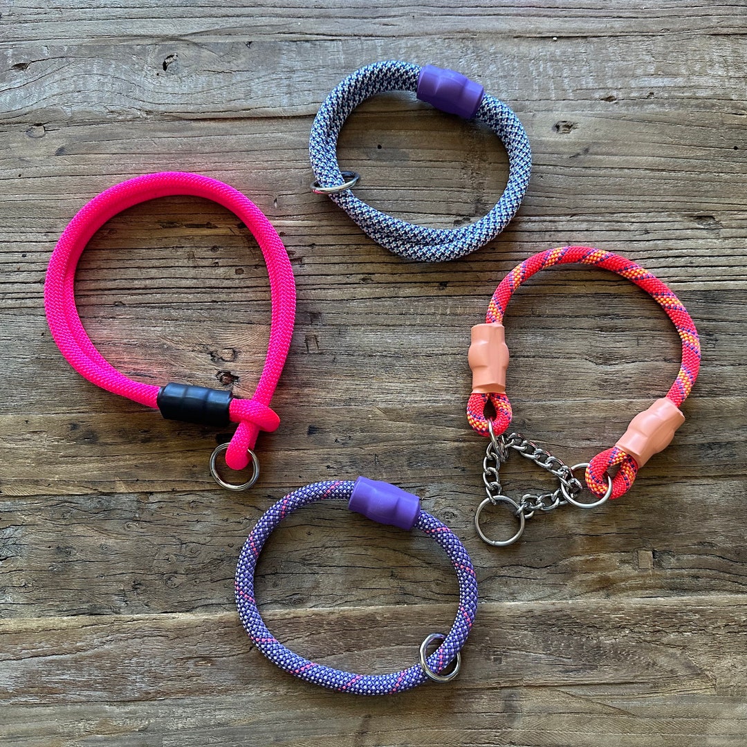 Climbing Rope Dog Collars, Handmade From Real Climbing Ropes, Pink/purple Ropes Etsy
