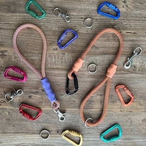 Dog Traffic Handle, Tag Leash, Safety and Training Leash (Pink/Purple, Red/Orange/Yellow Ropes)