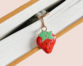 Strawberry Charm Bookmark | Cute Gift for Book Lovers | Book Accessories