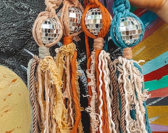 Miniature Disco Ball Car Charm | Car Accessories | Retro Car Charms | Rearview Mirror Decor