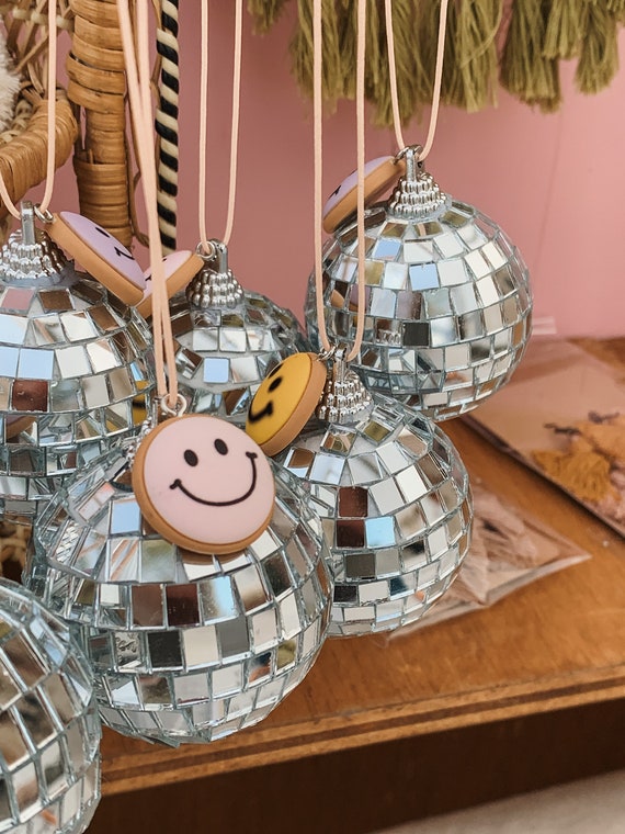 Smiley Face Disco Ornament Holiday Gift Ideas Christmas Gifts Car Charms  Retro Gift Ideas Car Accessories 