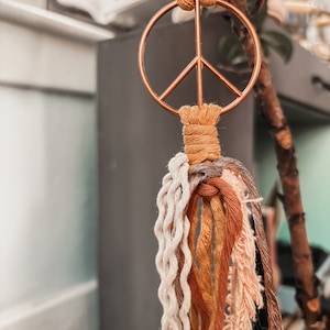 Peace Sign Car Charm | Hippie Boho Accessories | Retro Decor | Mother&#39;s Day Gifts | Gifts for Her | Rearview Mirror Decor