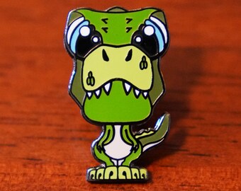 Cute T-Rex Enamel Pin, T-Rex Pin Gift, Hard Enamel Dinosaur Pin, Dinosaur Lover Gift - Alex the Tyrannosaurus Rex