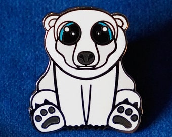 Cute Polar Bear Enamel Pin, Polar Bear Pin Gift, Hard Enamel Animal Pin, Animal Lover Gift - Spencer the Polar Bear