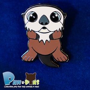 Cute Otter Enamel Pin, Otter Pin Gift, Hard Enamel Animal Pin, Animal Lover Gift - Allie the Sea Otter