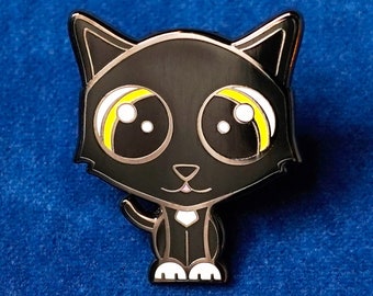 Cute Cat Enamel Pin, Cat Pin Gift, Hard Enamel Animal Pin, Animal Lover Gift - Trixi the Black Cat