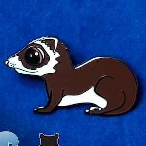 Cute Ferret Enamel Pin, Ferret Pin Gift, Hard Enamel Animal Pin, Animal Lover Gift - Milly the Ferret