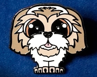 Cute Shih Tzu Enamel Pin, Shih Tzu Pin Gift, Cute Dog Enamel Pin, Hard Enamel Animal Pin - Lulu the Shih Tzu