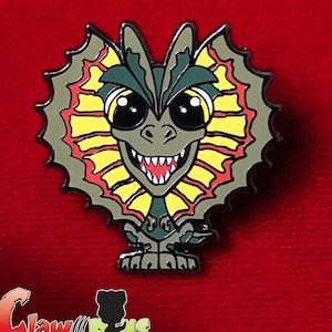 Cute Dilophosaurus Enamel Pin, Dilophosaurus Pin Gift, Hard Enamel Dinosaur Pin, Dinosaur Lover Gift - Sully the Dilophosaurus
