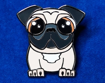 Cute Pug Enamel Pin, Pug Pin Gift, Cute Dog Enamel Pin, Hard Enamel Animal Pin, Animal Lover Gift - Weber the Pug