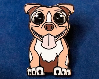 Cute Pit Bull Enamel Pin, Pit Bull Pin Gift, Cute Dog Enamel Pin, Hard Enamel Animal Pin, Animal Lover Gift - PJ the Pit Bull