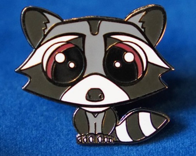 Cute Raccoon Enamel Pin, Raccoon Pin Gift, Hard Enamel Animal Pin, Animal Lover Gift - Reggie the Raccoon