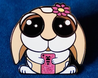 Cute Bunny Enamel Pin, Bunny Pin Gift, Hard Enamel Animal Pin, Animal Lover Gift - Bonnie Hopkins Social Media Intern