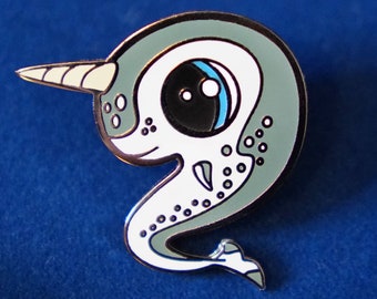 Cute Narwhal Enamel Pin, Narwhal Pin Gift, Hard Enamel Animal Pin, Animal Lover Gift - Jeanie the Narwhal