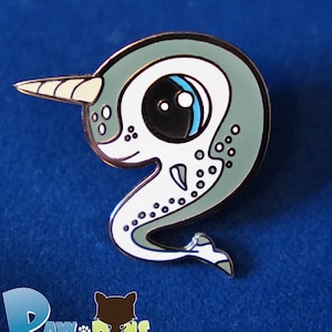 Cute Narwhal Enamel Pin, Narwhal Pin Gift, Hard Enamel Animal Pin, Animal Lover Gift - Jeanie the Narwhal