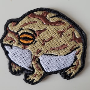 Rain frog embroidered patch