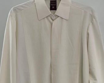 Impact Ventilised white cream plain tuxedo bri-nylon Shirt Luxury Men’s Button Up Shirt vintage retro 70s 80s Menswear Smart Long Shirt