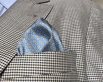ETON London Italian Silk Geometric Pocket Square Luxury Men Suit Handkerchief Designer Made in Italy Accessory Elegant Formal Wedding Hanky