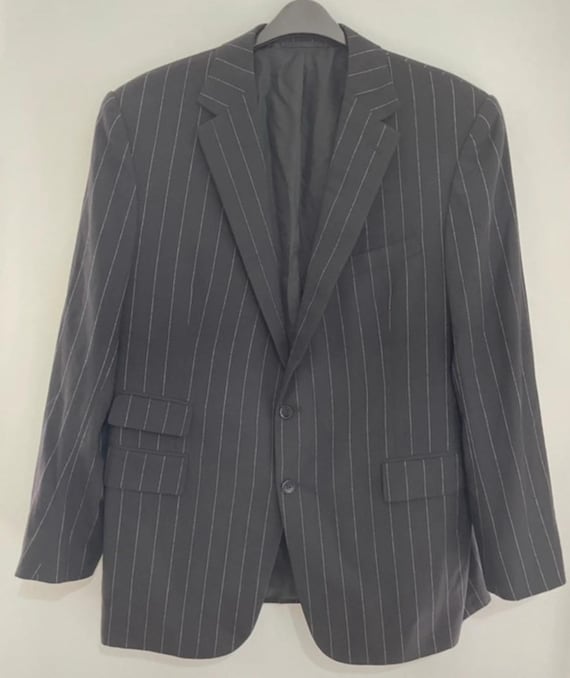 Ralph Lauren Purple Label, Ralph Lauren Purple Label Pinstripe 100%Wool Jacket Black 44R Made in Italy