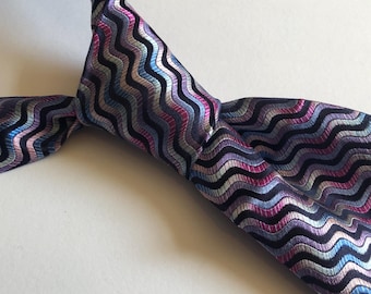 Vitaliano Pancaldi Corbata negra abstracta de seda italiana de lujo para hombre, diseño Made in Italy, elegante corbata formal para bodas