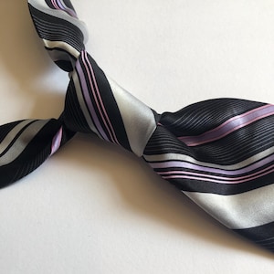 VITALIANO PANCALDI Men’s 100 % Silk Satin Striped Necktie Tie Made in Italy