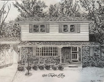 Pencil Portrait: Hand-drawn Custom Architectural Portrait from a Digital Photo