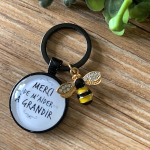 Thank you for helping me grow, bee, gift, teachers, educators, keychain