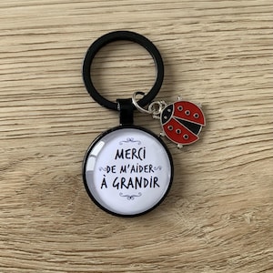 Keychain, thank you for helping me grow, gift, educator, teacher, ladybug