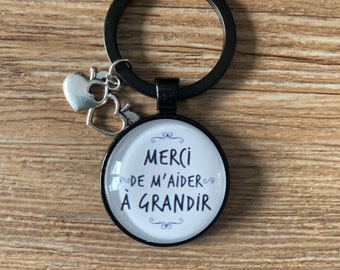 Merci de m’aider à grandir, porte-clés, cadeau enseignant, enseignante, éducateur, éducatrice