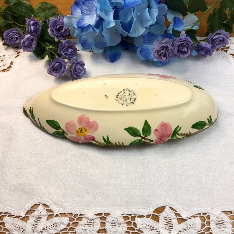 Made in California Franciscan Ware Relish Dish in Desert Rose design Gladding McBean Hand decorated oven safe