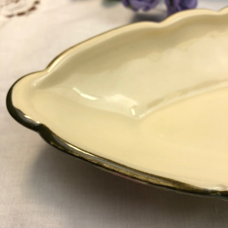 Made in California Franciscan Ware Relish Dish in Desert Rose design Gladding McBean Hand decorated oven safe