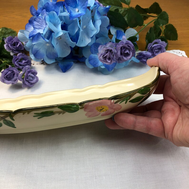 Made in California Franciscan Ware Relish Dish in Desert Rose design Gladding McBean Hand decorated oven safe