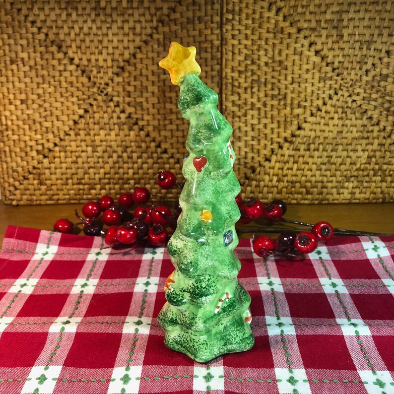 Decorated Ceramic Tree Ceramic Christmas Tree Christmas Tree with Yellow Star Ceramic Decoration Farmhouse Decor Christmas Decor