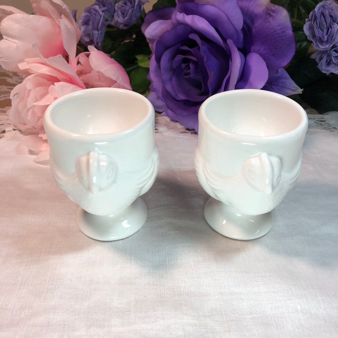White Chicken Egg Holders, Kitchen Decor, Wedding Gift, Birthday Gift