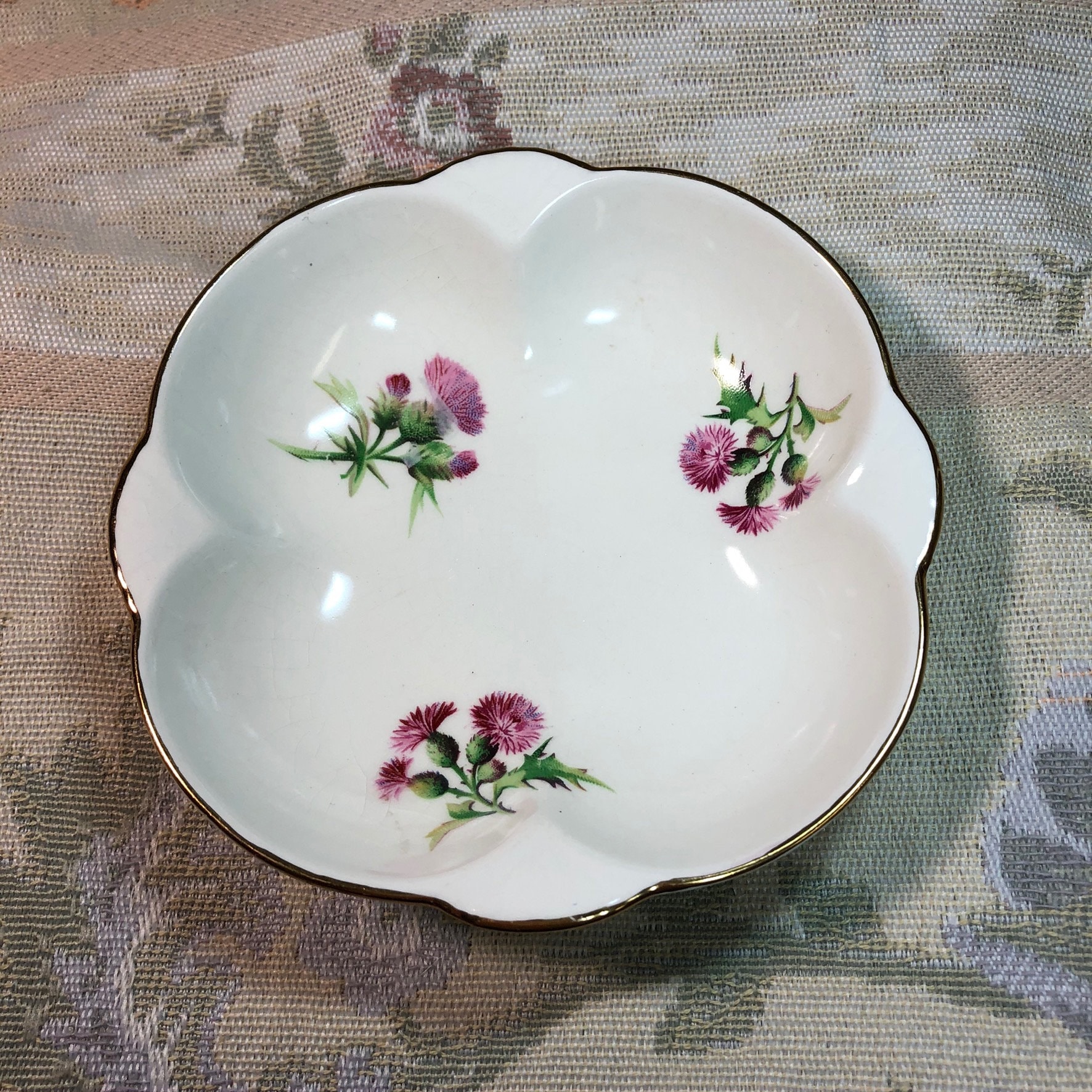 Set Of Six Royal Winton Art Deco Scotch Thistle Plates 6 Inch Plates